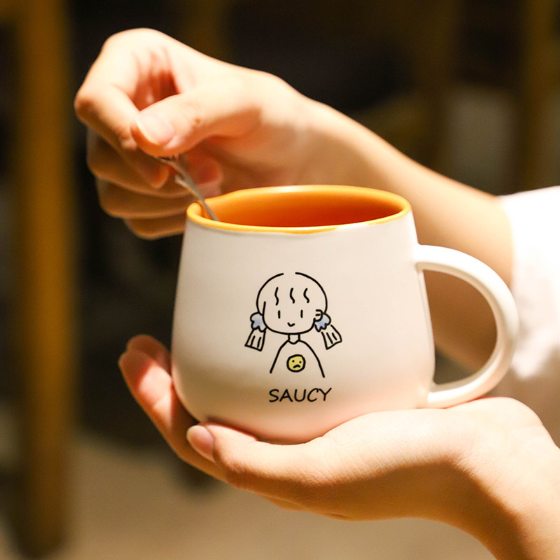 Mug girls high-value cup female summer ceramic couple drinking cup breakfast cup household large-capacity coffee cup