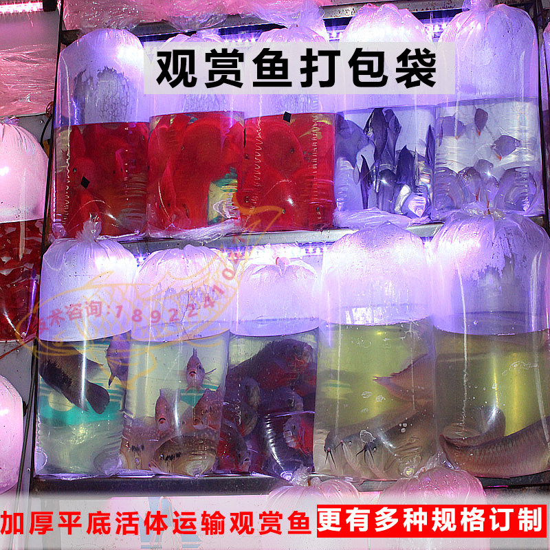 Watching fish transport bag thickened bag leather band flat pocket fish seedling oxygen bag square plastic bag aquarium