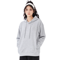 Pure cotton hooded sweatshirt custom-made Klein blue heavy-duty off-shoulder jacket with printed logo autumn and winter long-sleeved work clothes