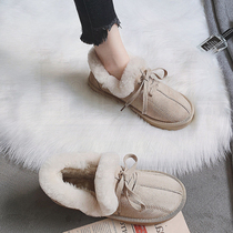 Hong Kong snow boots womens 2021 new wild plus velvet thickened cotton shoes winter warm flat short barrel boots bread shoes