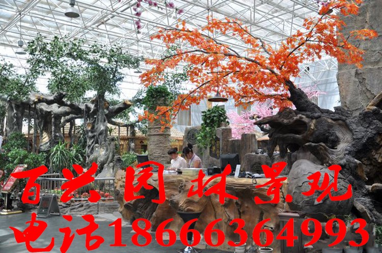 Custom cement imitation wood stump flower stand Community Greening processing Landscape Park Pavilion indoor cave cave cave setting