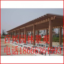 Custom cement imitation wooden house flower frame ancient pavilion tourism landscape engineering river fence wooden pile imitation wooden floor