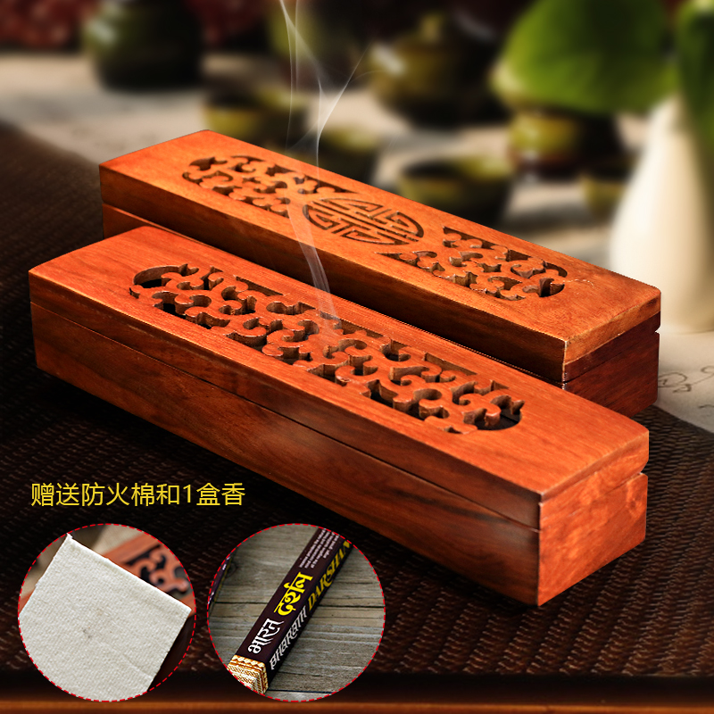 Handmade fragrance box bedroom furnace household clean air long wood for Buddha Zen Tibet incense furnace