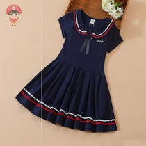 College style dress foreign style girls summer dress 2021 new Korean version of the big child doll collar pleated skirt childrens skirt