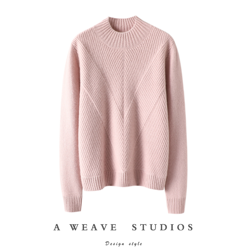 Elegant and Fairy-Like ~ Autumn and Winter Half-Turtleneck Cashmere Sweater for Women, 100% Pure Cashmere, Thick, Loose-Fitting Knit Base Layer Elegant and Fairy-Like ~ Autumn and Winter Half-Turtleneck Cashmere Sweater for Women, 100% Pure Cashmere, Thick, Loose-Fitting Knit Base Layer