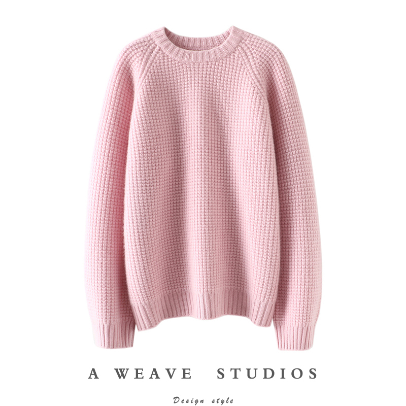 If You See It, Grab It! Heavyweight Thickened Round-Neck Cashmere Sweater for Women, Pure Cashmere Knitwear, Loose Fit for Autumn and Winter