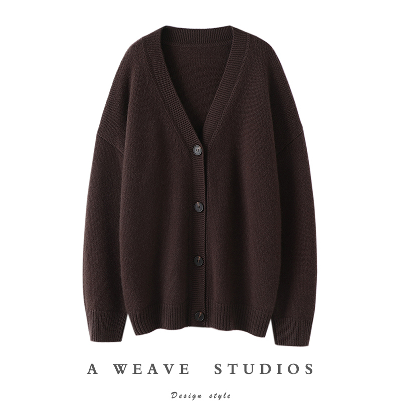 Qichao's Second Beauty Find! Heavyweight Thick Cashmere Cardigan for Women, Pure Cashmere Sweater, Knitted Cardigan Jacket for Winter