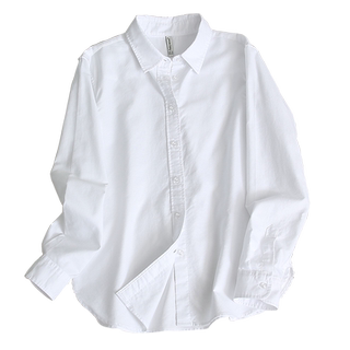白衬衫女正肩不透休闲上衣春秋新款内搭纯棉简约工装职业打底衬衣