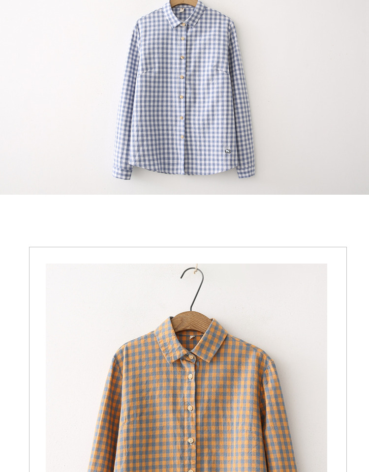 Cộng với áo sơ mi kẻ sọc nhung nữ áo dày nữ 2019 xuân hè mới cotton chất liệu áo dài tay nữ đáy - Áo sơ mi dài tay áo sơ mi nữ dài tay hoa