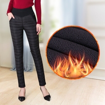 Mom pants plus velvet padded leggings women wear down cotton pants autumn and winter high waist size middle-aged and elderly warm cotton pants