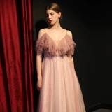 Летнее платье подружки невесты, весенняя розовая длинная юбка для принцессы, 2020, в западном стиле