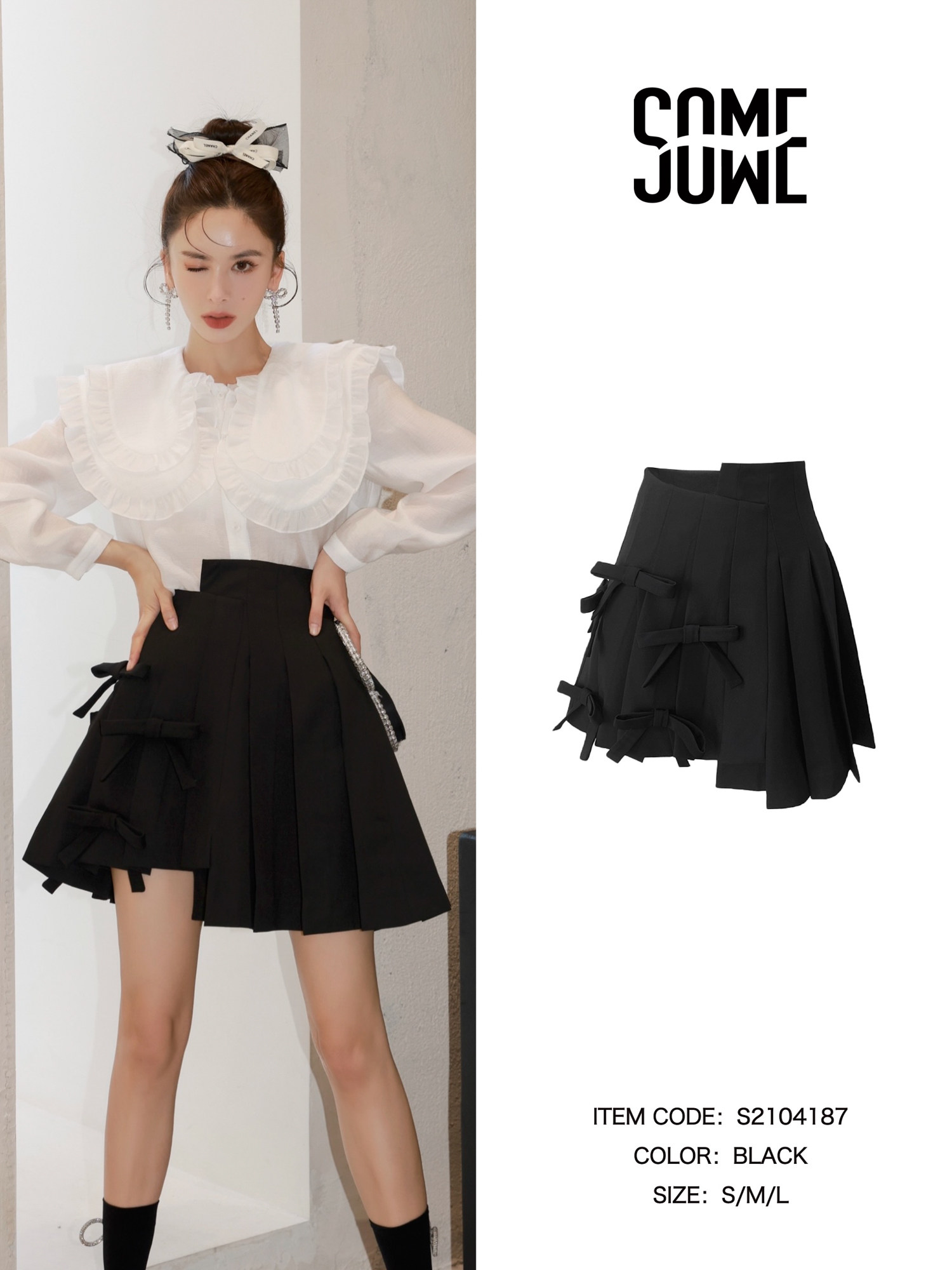 (Same as Song Yuqi) SOMESOWE 21FW three-dimensional bow pleated skirt