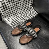 Металлическая сетчатая обувь, летние комфортные танцующие туфли, европейский стиль