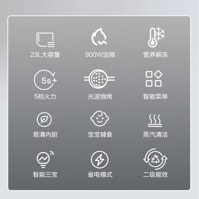 Galanz Household 23-Liter Microwave Oven with Grilling Function, Large Capacity, 900W High Power, Light Wave