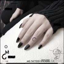 MG tattoo fingertip dark Crescent Black gray moon finger mini tattoo sticker