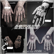 Limited time to buy European and American rock dark lunar eclipse cat head spider web snake hand back finger tattoo stickers as shown in the picture