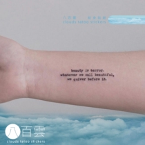 Eight white clouds hand-painted mini English sentences INS hipster beautiful text tattoo stickers for men and women