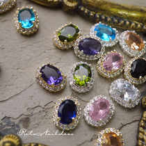 RITA NAIL Pink Zircon Rock Solid Nail Jewel Oval Precious Flower Nail Ice Through Zircons Wearwear Chia Material