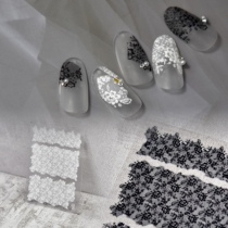 Photograph 2 lace cloth bride married wearing nails stickers rose black and white classic relief nail stickers