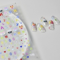 Birthday cake reliefed nail sticker letter cute nail nail baby nail nail tape patch 2