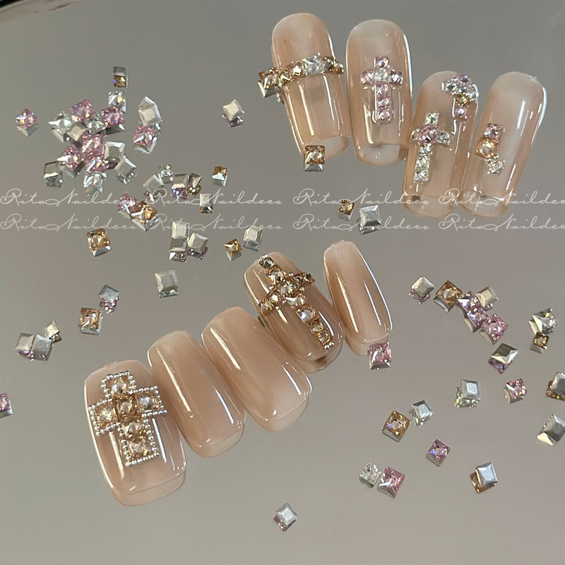 100 Pieces of Ritanail Flat-Bottom 5A Nail Art Zircon Square-Shaped Cross-Shaped Materials Christmas Tree-Shaped Trapezoid-Shaped Long Shapes
