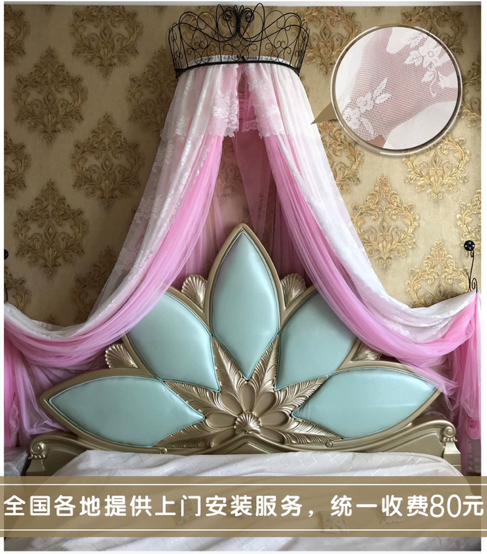 Princess Crown Bed Rèm Ren Rèm đầu giường Sợi treo trần vòm Mosquito Net Palace Hàn Quốc Trang trí đám cưới Rèm giường - Bed Skirts & Valances