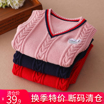 Girls autumn and winter vest vest childrens knitted sweater baby spring and autumn foreign style 2021 new little girl sweater