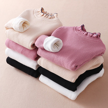 Girls sweater 2021 new pullover large childrens baby line childrens velvet Western style thickened knitted base shirt