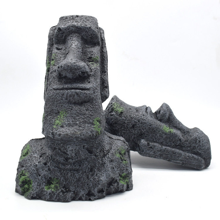 Easter Island Stone Lizard Scenic Lizard Cruise Box Fish Box Decorated with Mohe Portrait View