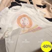 (Wheat) SANDRO 20 spring summer round smiley face letter print T-shirt * TS00635