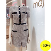 (Wheat) MAJE 20 Autumn Winter Short Sleeve Round Neck Breasted Dress * RO01436