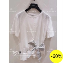 (Wheat) SANDRO 20 spring summer round neck bow waist T-shirt 2 color * TS00581