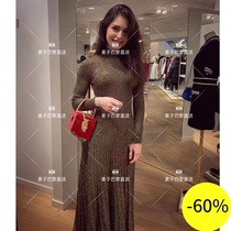 (Wheat) SANDRO19 autumn and winter long BLING bright silk dress * RO00513