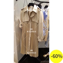 (Wheat) SANDRO 20 spring summer belt pleated windbreaker dress * OU00241