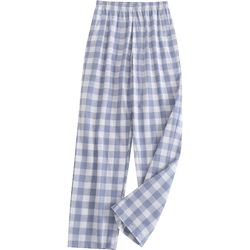 Ab Intimates Men's Pure Cotton Woven Pants Summer Thin Home Leggings Youth Cotton Plaid Pajamas U849
