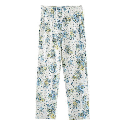 AB女士夏季薄款纯棉印花7分袖家居上衣全棉前系扣中老年睡衣H372