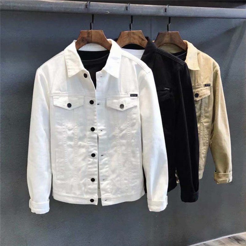 Spring and Autumn New Solid Color Denim Jacket for Men, Korean Style Trendy and Handsome Workwear Jacket, Trendy Brand Casual Japanese Style Top