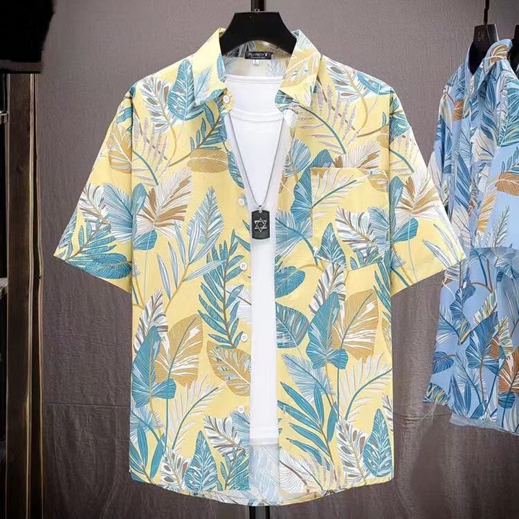 Japanese-Style Floral Shirt for Men, Short-Sleeved, Trendy Brand ins Loose-Fitting Versatile Half-Sleeve Shirt, Summer Thin Style, Casual Top for Couples