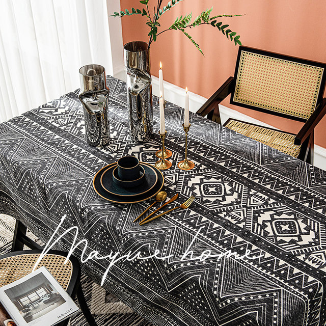 Manyuejia Moroccan light luxury B&B ຝ້າຍແລະ linen tablecloth desk rectangular retro tablecloth ຕາຕະລາງກາເຟ mat tablecloth