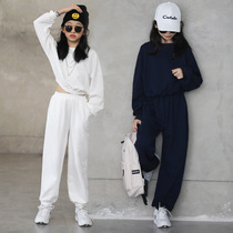 Trendy Barra Girls Net Red Loose Clothing Suit Autumn Winter 2021 New CUHK Child Foreign Air Short and Two sets