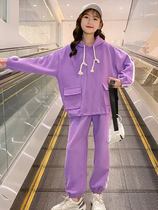 Trendy Barra Girls Leisure Link hat Long sleeves Weak suit Autumn winter CUHK Children loose Fashion movement Two sets
