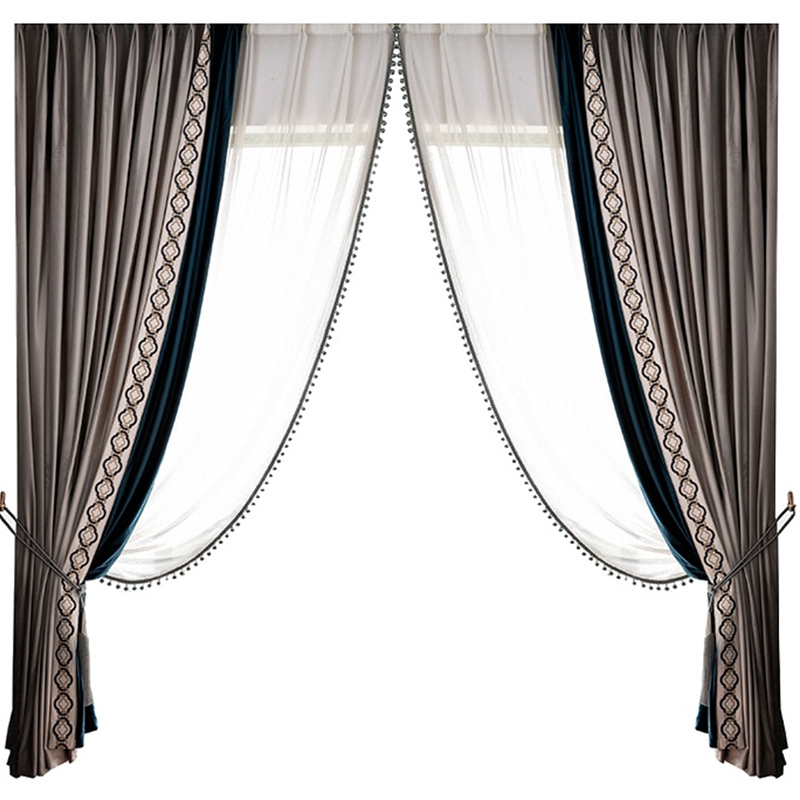 Grammy American modern simplicity New Chinese light and luxurious thickened shading suede cloth bedroom living room custom curtains
