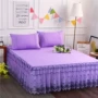 Hàn Quốc màu tím ren đơn dày sản phẩm bông giường bedspread váy phong cách ba mảnh giường bìa trượt giường đơn - Váy Petti váy giường