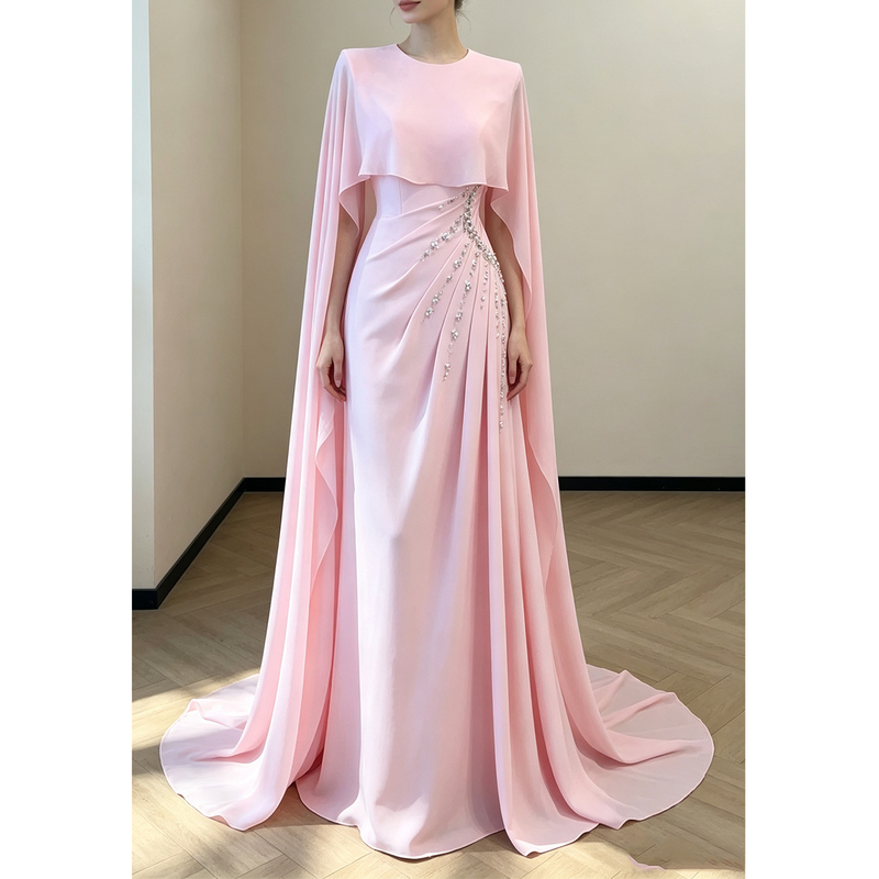 Pink Evening Dress for Women, Light Luxury, Niche, High-End, Suitable for Banquets, Performances, Talent Shows, Hostess, with a Sense of Sophistication, with a Small Train Pink Evening Dress for Women, Light Luxury, Niche, High-End, Suitable for Banquets, Performances, Talent Shows, Hostess, with a Sense of Sophistication, with a Small Train