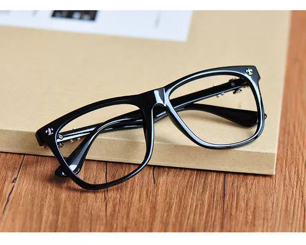 Kính retro khung đen mới khung nam và nữ phiên bản Hàn Quốc không có ống kính khung kính lớn khung thủy triều gương phẳng mắt kính nữ