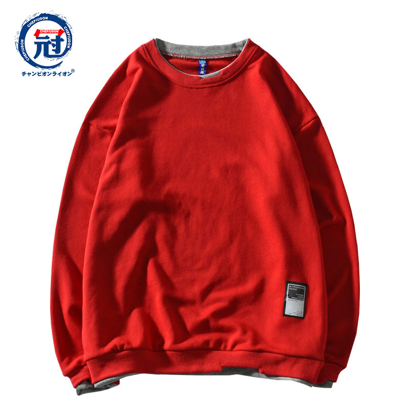 Champion Lion Dan vòng cổ áo giả hai mảnh bảo vệ người đàn ông thời trang mùa thu / mùa đông hip-hop loose-fitting chàng trai vài mặc một đầu hatless.