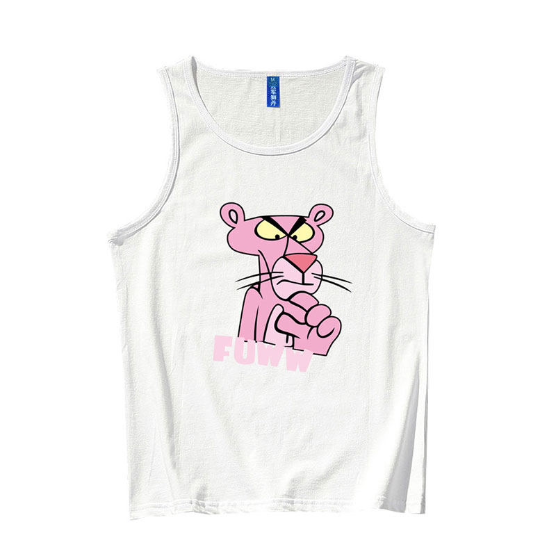 Champion Lion Dan beo màu hồng in vest sinh viên thủy triều nam và nữ cá tính thể thao mùa hè lỏng lớn đang tay t-shirt