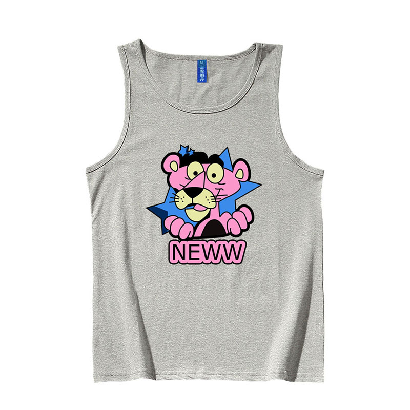 Champion Lion Dan beo màu hồng in vest sinh viên thủy triều nam và nữ cá tính thể thao mùa hè lỏng lớn đang tay t-shirt