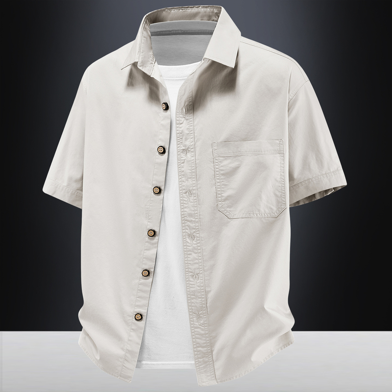 Summer Cotton Sweat-Absorbent and Breathable Men's Short-Sleeved Work Shirt, Summer Casual Versatile Pure Cotton Shirt, Plus Size Wear