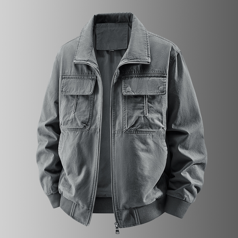 Spring and Autumn Pure Cotton American Retro Workwear Washed Jacket for Men, Loose Fit, Multi-Pocket, Thin Style, Trendy Casual Autumn Outerwear